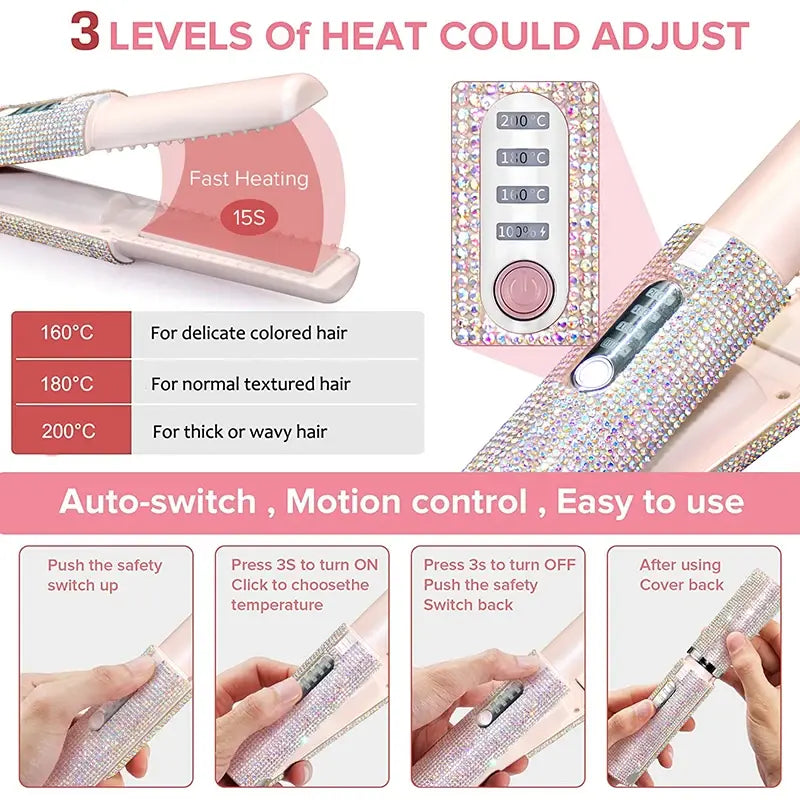 Wireless 2-IN-1 Electric Hair Straightener And Curler